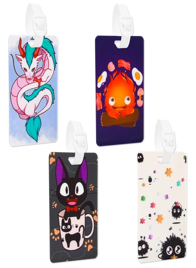 Pounchi Cute Soot Sprite Luggage Tags (4 Pack) Anime Merch for Luggage Travel Bags Suitcases Identifiers Name Luggage ID Tags for Teens Kids - Image 1